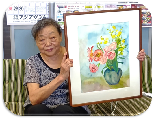 会員の計良　春子さん来訪　